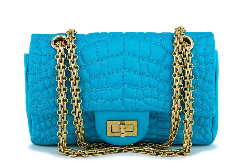 Chanel Turquoise Blue Small/Mini Satin 224 Classic 2.55 Reissue