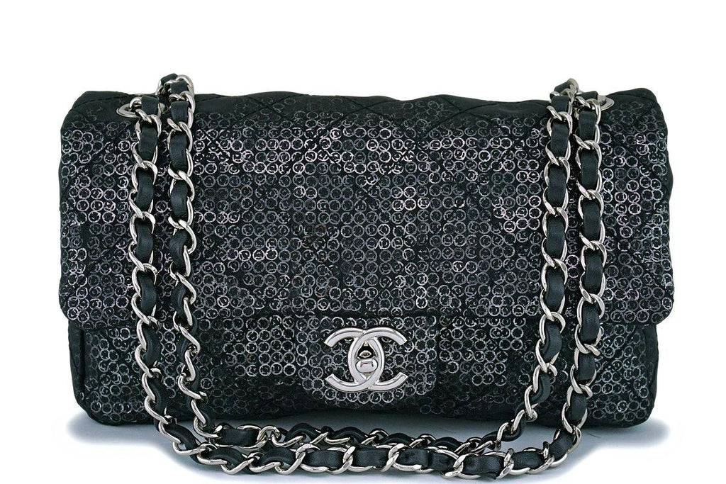 Chanel Limited Black Sequin-Mesh Quilted Classic Flap Bag