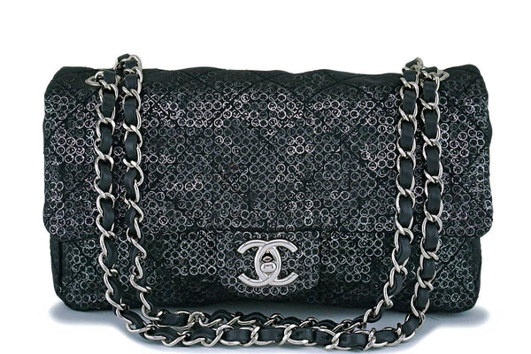 Chanel Limited Black Sequin-Mesh Quilted Classic Flap Bag - Boutique Patina