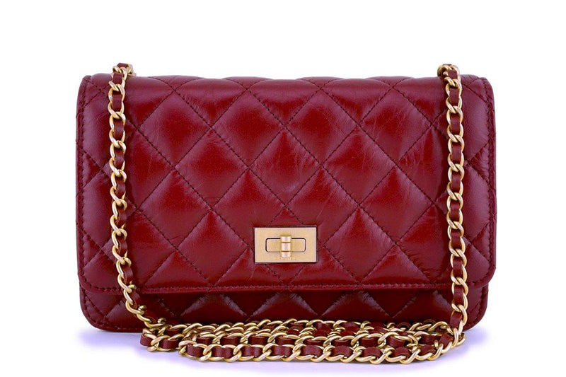 Chanel Calfskin Stitched Clutch Flap Red