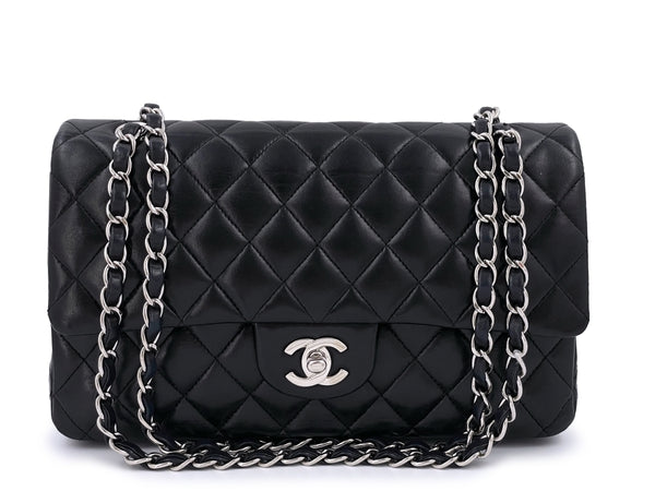 Chanel Black Medium Classic Double Flap Bag SHW Lambskin - Boutique Patina