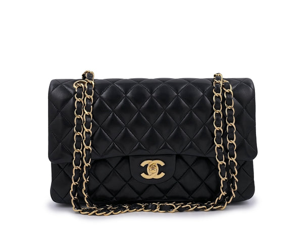 Chanel Black Lambskin Medium Classic 2.55 Double Flap Bag 24K Gold Pla – Boutique  Patina