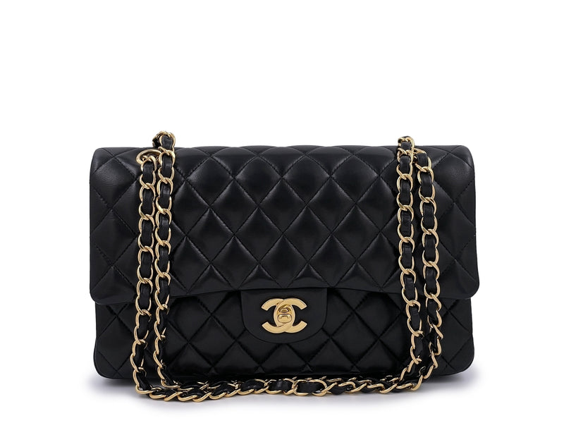 Chanel Black Lambskin Leather Medium Classic Double Flap Bag with