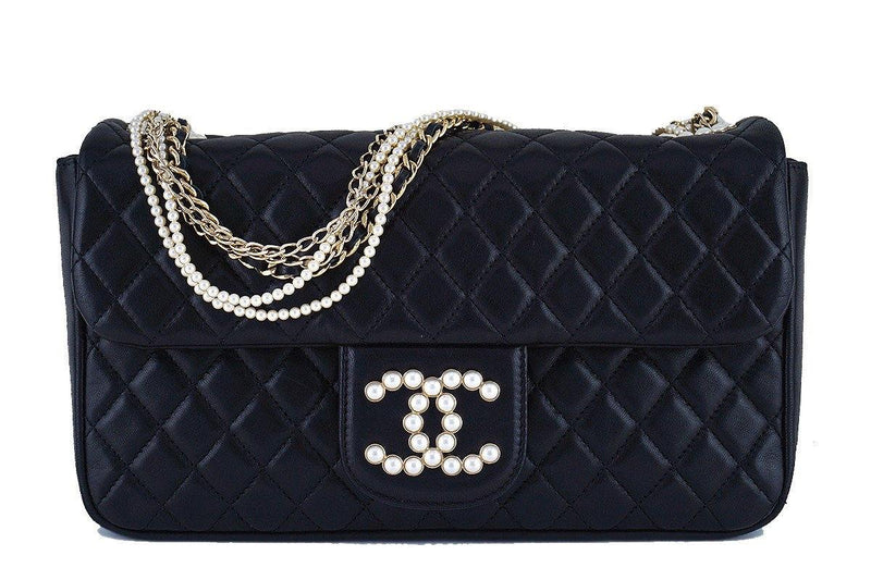 Rare Chanel Black Westminster Pearl Classic Quilted Flap Bag - Boutique Patina