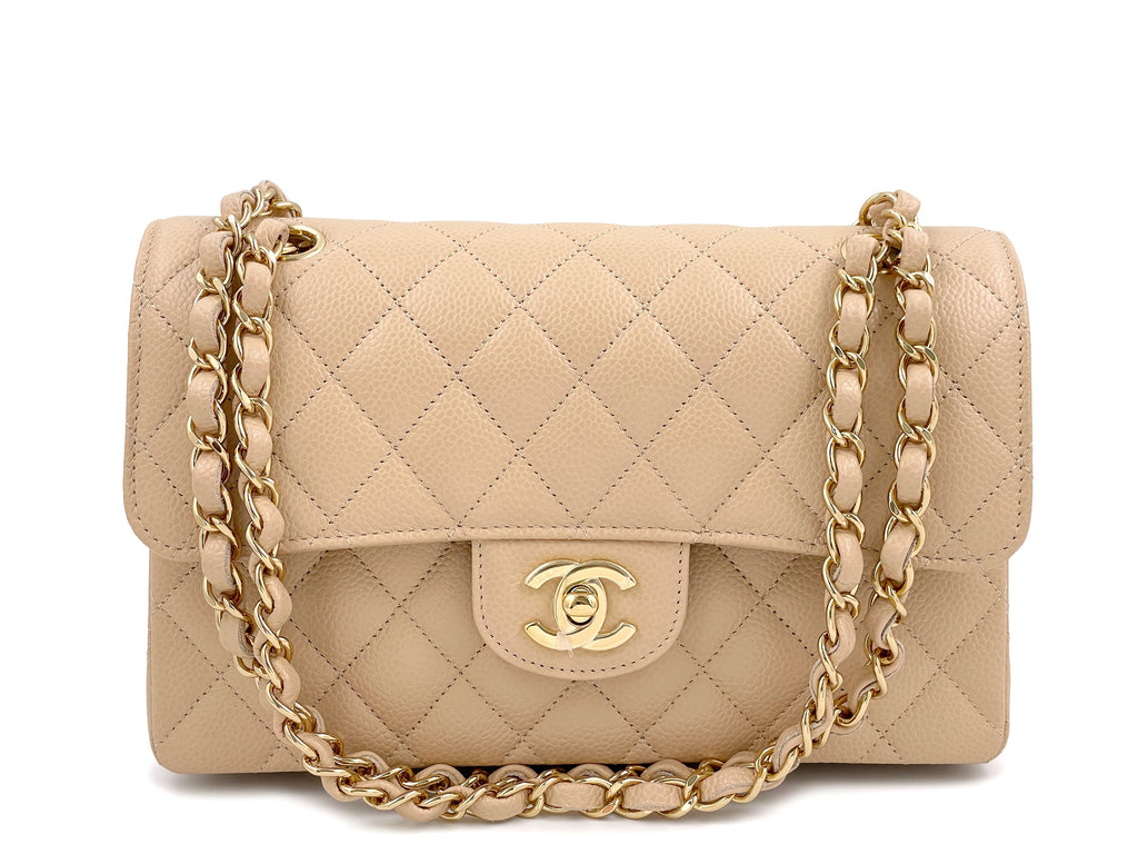 Chanel Dark Beige Caviar Small Classic Double Flap Light Gold Hardware –  Madison Avenue Couture