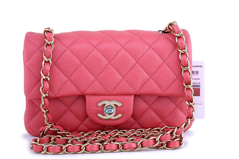 Chanel Top handle mini rectangular bag pink caviar leather