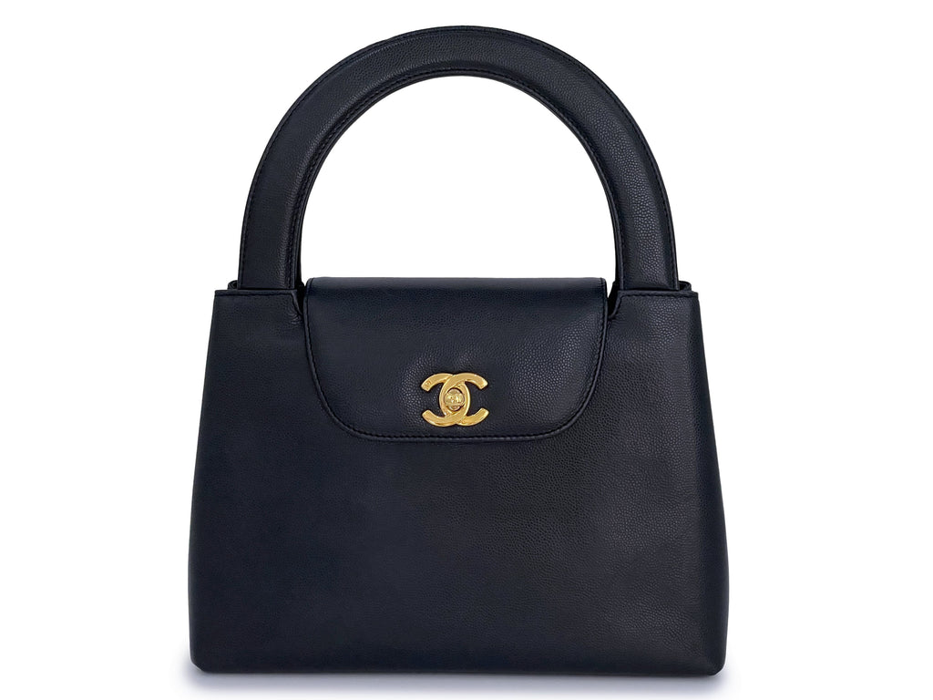 Chanel Vintage Black Caviar Mademoiselle Vertical Kelly Flap Bag 24k GHW - Boutique  Patina
