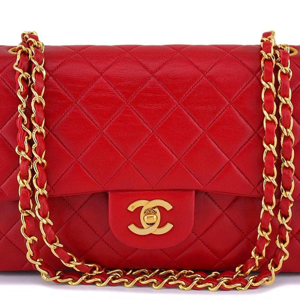 Chanel Red Classic Medium Double Flap Bag Lambskin Leather – l'Étoile de  Saint Honoré
