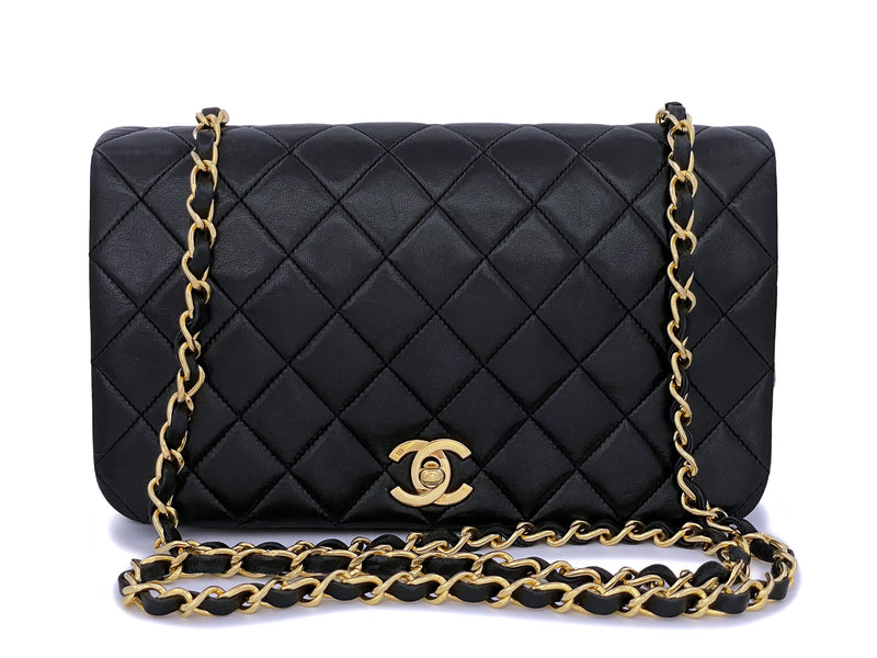 Chanel 1990 Vintage Black Timeless Full Flap Bag 24k GHW Lambskin