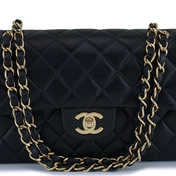 Chanel Black Lambskin Small Classic Double Flap Bag 24k GHW