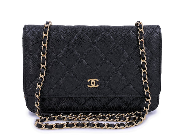 Chanel Filigree Round Clutch With Chain Quilted Caviar Mini