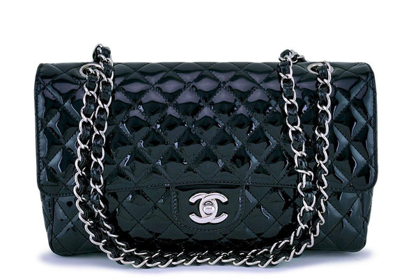 Chanel Black Patent Classic 2.55 Medium Flap Bag SHW - Boutique Patina