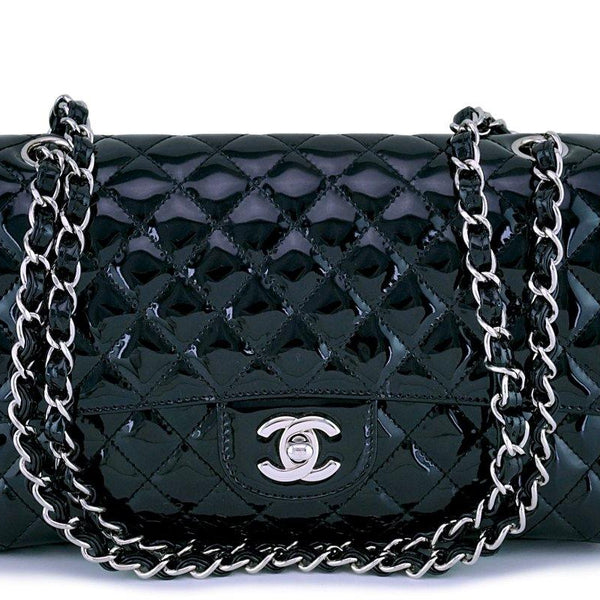 Chanel Black Patent Classic 2.55 Medium Flap Bag SHW
