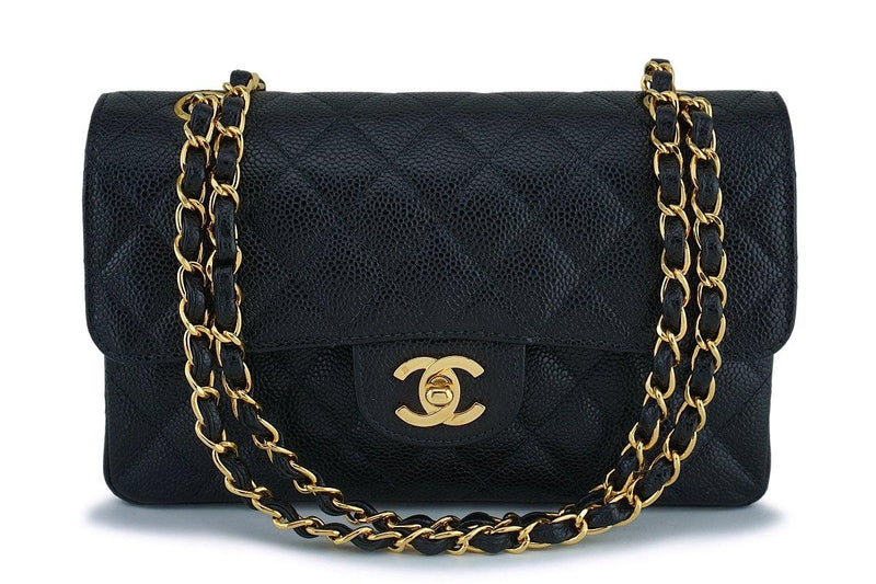 Rare Chanel Black Caviar Small Classic Double Flap Bag GHW 24k GHW - Boutique Patina