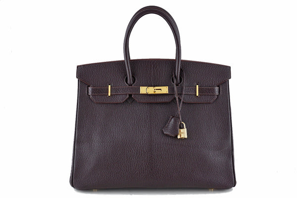 Hermes Ebene Chevre 35cm Birkin dark brown Bag - Boutique Patina