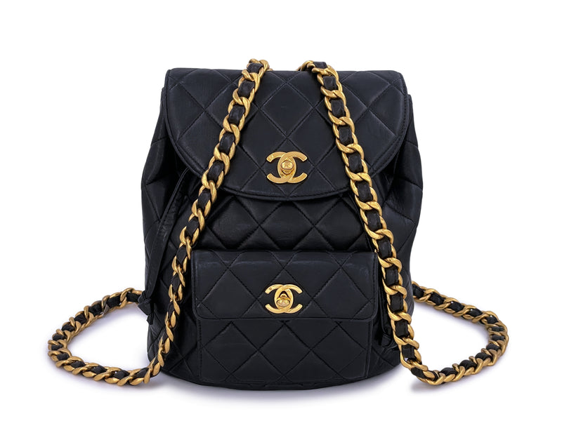 Chanel Vintage Black Duma Classic Backpack Bag 24k GHW Lambskin