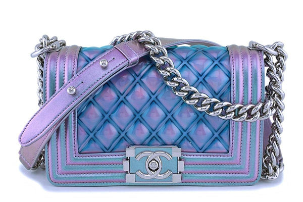 18S Chanel Iridescent Purple Mermaid Small Classic Water Boy Flap Bag SHW - Boutique Patina