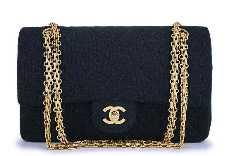Chanel Vintage Black Jersey Canvas Medium Classic Double Flap Bag 24k –  Boutique Patina