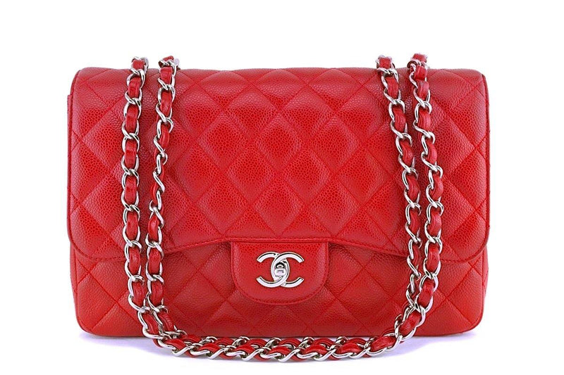 Rare 10C Chanel Red Caviar Jumbo Classic Flap Bag SHW – Boutique