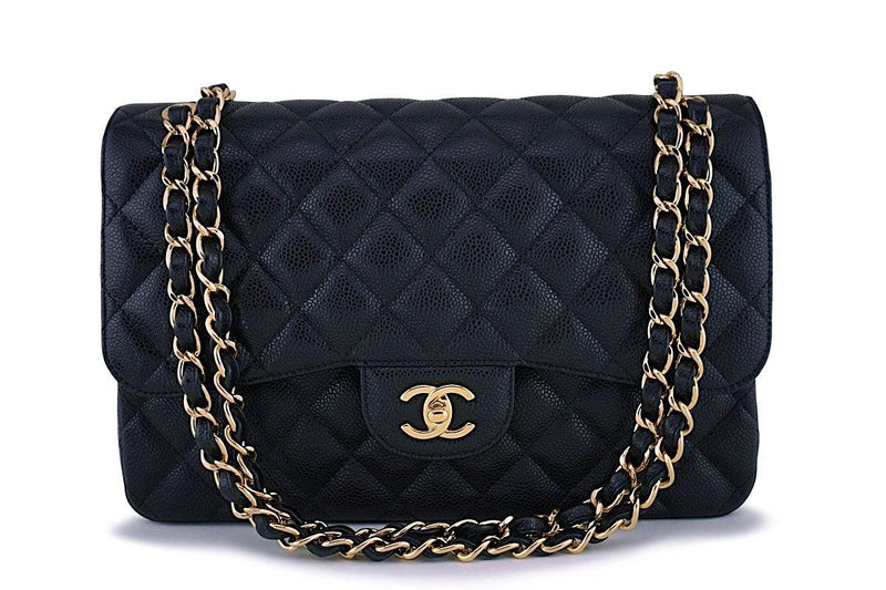 Chanel Black Caviar Jumbo Classic Double Flap Bag GHW - Boutique Patina