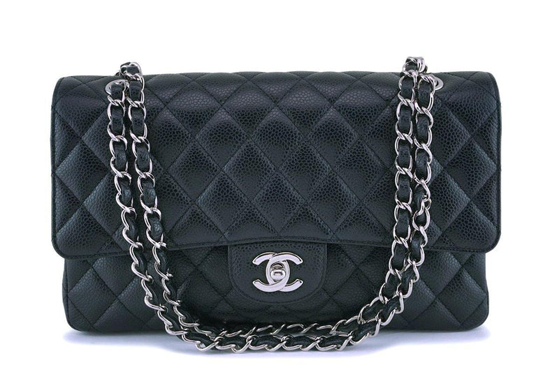 Chanel Black  Caviar Medium Classic Double Flap Bag SHW - Boutique Patina