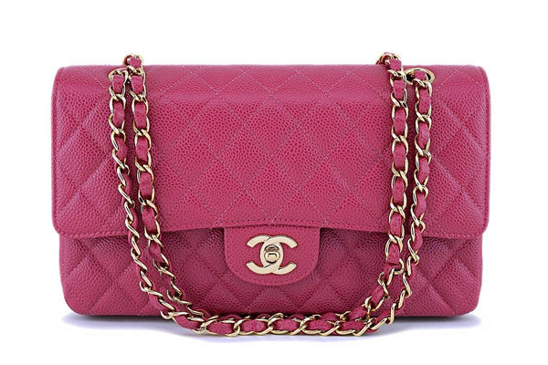 RARE 03C Chanel Vintage Caviar Rose Fonce Pink Medium Classic Double Flap Bag 24k GHW - Boutique Patina