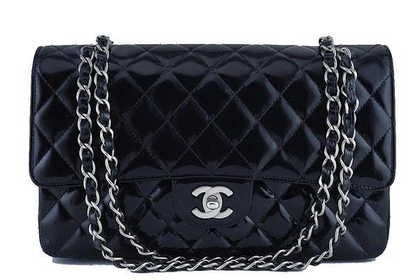 Chanel Black Patent Medium Classic 2.55 Double Flap Bag - Boutique Patina