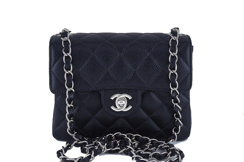 Chanel Black Caviar Classic Quilted Square Mini 2.55 Flap Bag, SHW