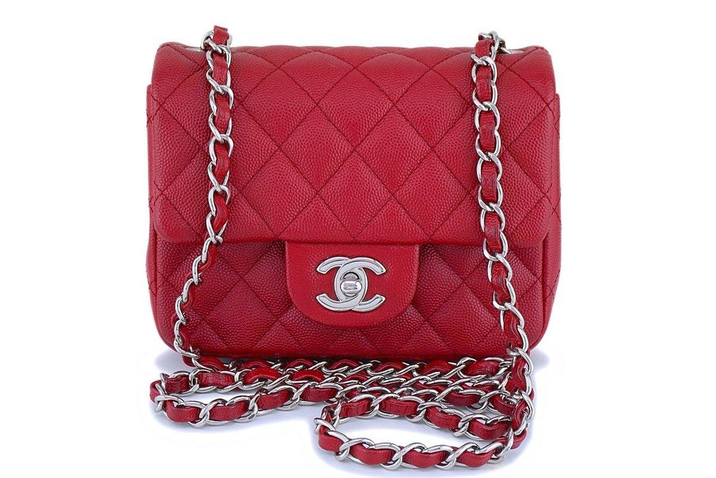 Chanel Mini Rectangular Classic Flap in Red Lambskin with Ruthenium  Hardware  SOLD