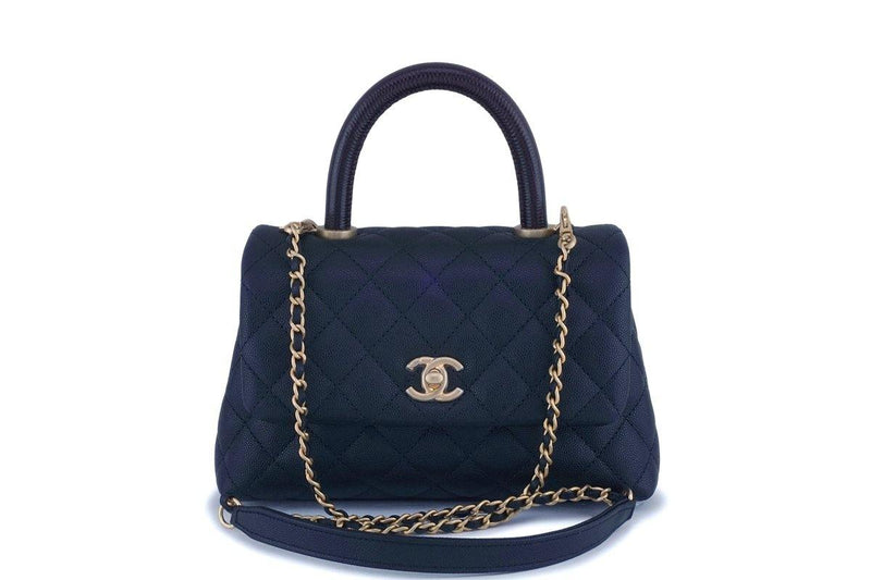 CHANEL Coco Extra Mini Top Handle Caviar Leather Shoulder Bag Black