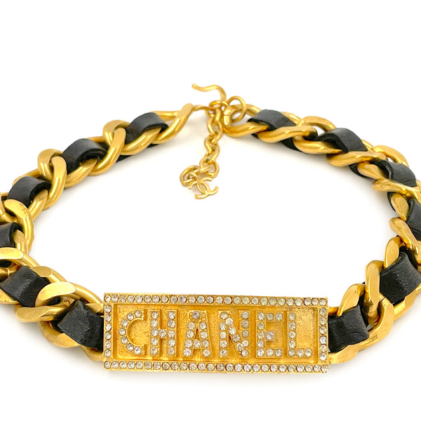 Chanel Vintage 96P Woven Chain Barbie Choker Crystal CC Necklace – Boutique  Patina