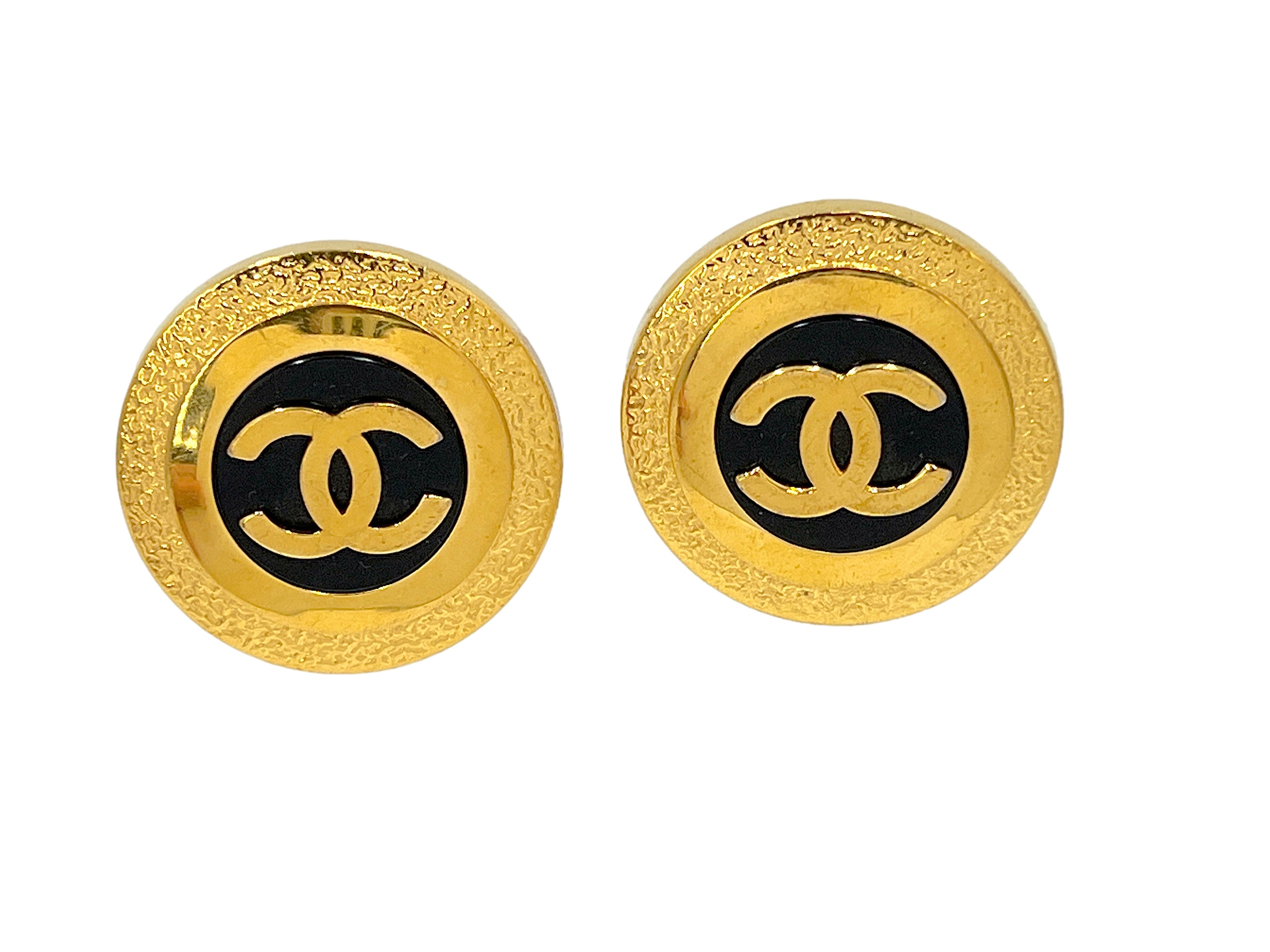 Chanel Vintage Collection 26 Square CC Logo Woven Chain Framed Giant Stud Earrings