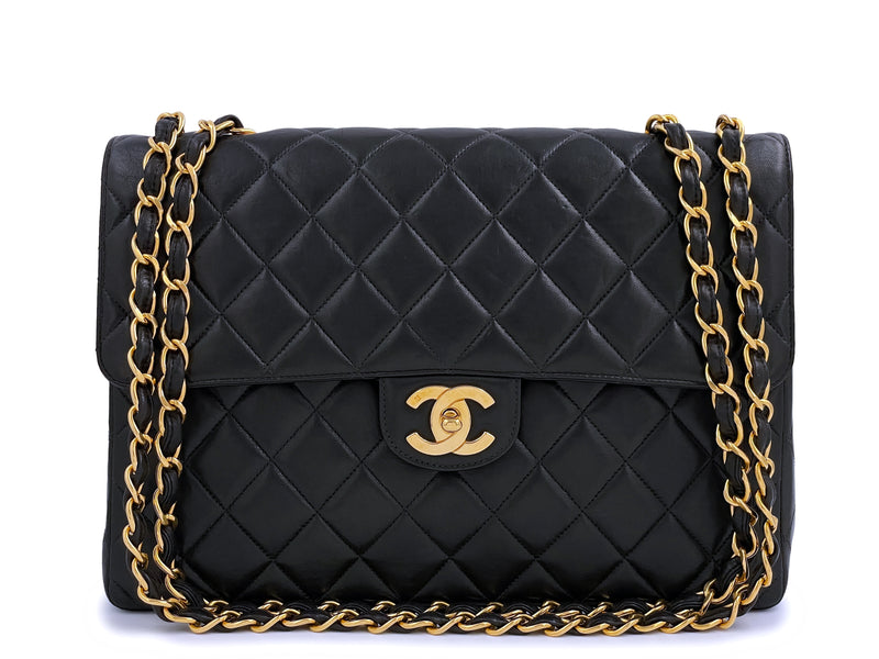 Chanel Black and White Vintage Lambskin Large Maxi Divine Cruise Classic  Flap Bag in 2023