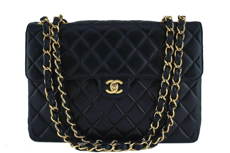 Chanel Black Lambskin Jumbo Quilted Classic 2.55 Flap Bag 24k Gold Pla –  Boutique Patina