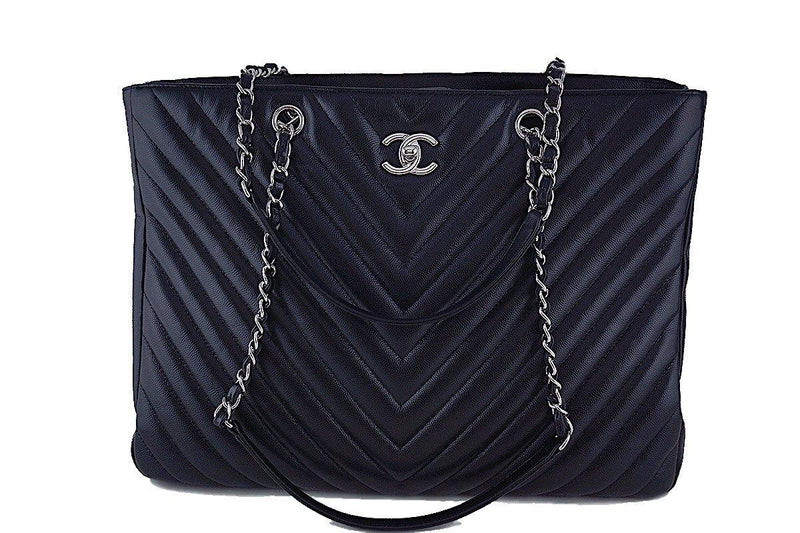 Chanel Black Caviar Chevron Classic Quilted Shopper Tote Bag – Boutique  Patina