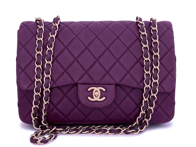 Chanel Patent Calfskin Jumbo Classic Double Flap Bag Purple 