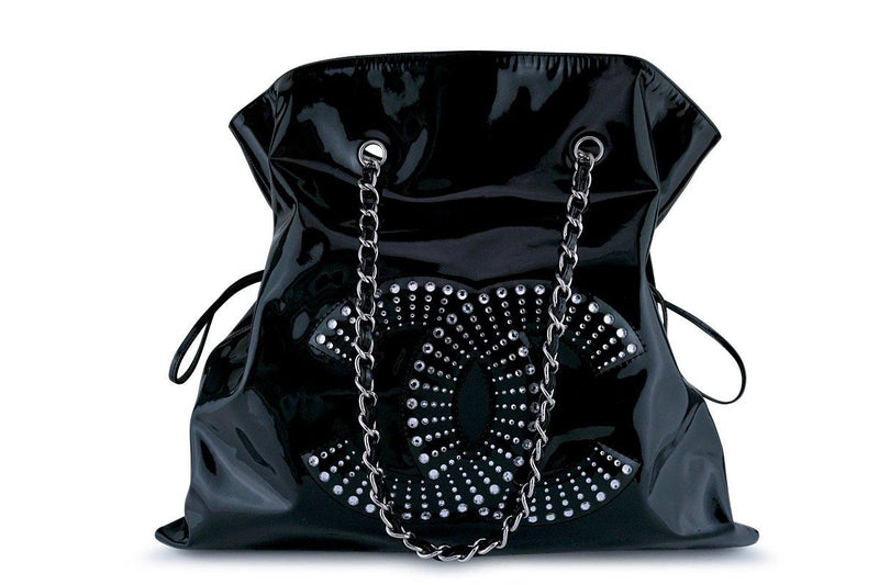 Chanel Black Patent Strass Crystals Bon Bons Tote Bag - Boutique Patina