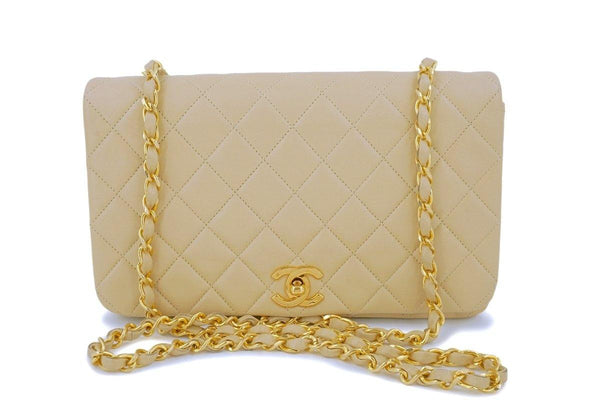 Chanel Vintage Beige Classic Timeless Flap Bag 24k GHW - Boutique Patina