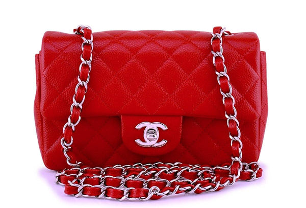 Chanel Red Caviar Classic Quilted Rectangular Mini 2.55 Flap Bag - Boutique Patina