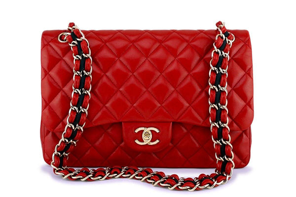 Chanel Red Jumbo Limited Joined Chain Classic Flap Bag GHW - Boutique Patina