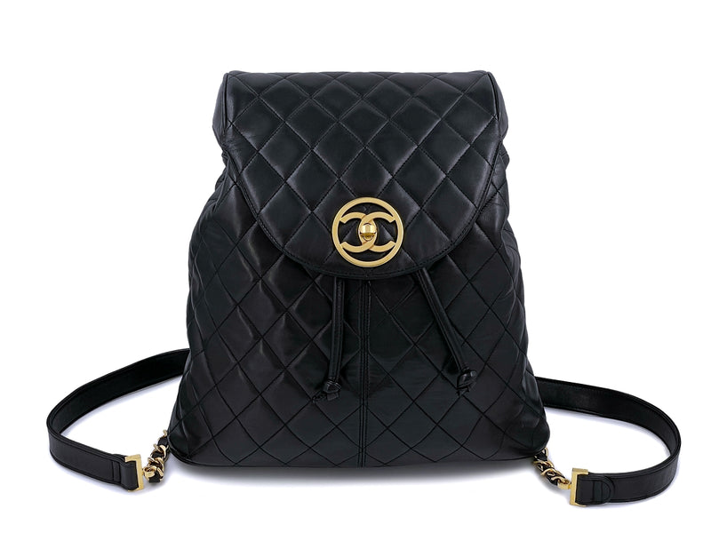 CHANEL, Bags, Chanel Vintage Quilted Black Lambskin Leather With 24k Gold  Plated Hardware Bag