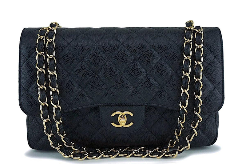 Chanel Black Caviar Classic Jumbo Double Flap Bag GHW - Boutique Patina