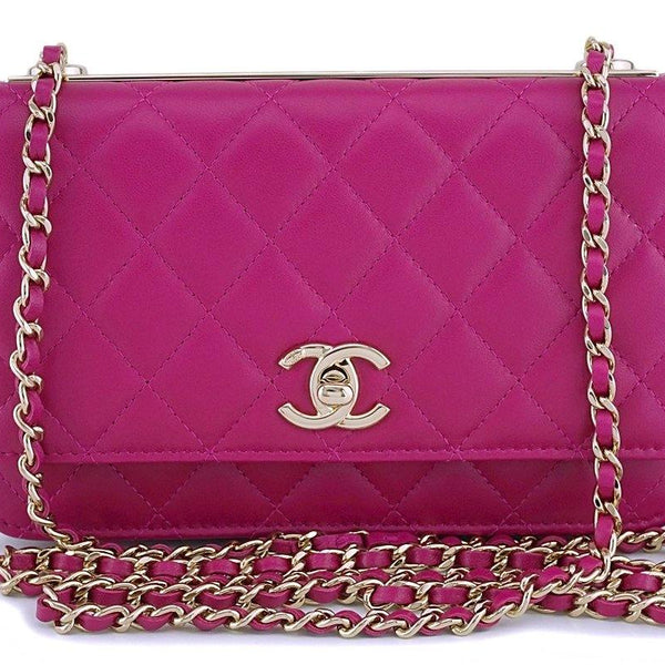 NIB Chanel Fuchsia Pink Classic Trendy CC Wallet on Chain WOC Mini Fla – Boutique  Patina