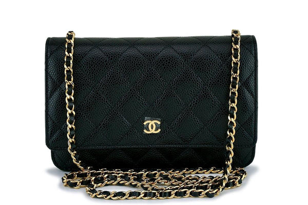 New Chanel Black Caviar Classic Wallet on Chain WOC Flap Bag GHW - Boutique Patina
