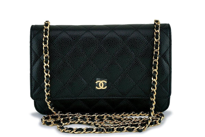 New Chanel Black Caviar Classic Wallet on Chain WOC Flap Bag GHW