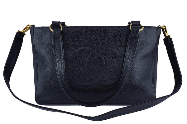 Chanel Black Caviar Logo Cerf Brief Messenger Tote Bag - Boutique Patina