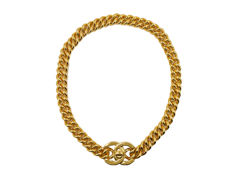 Chanel 96P Vintage Long Chunky Chain Choker Necklace Gold