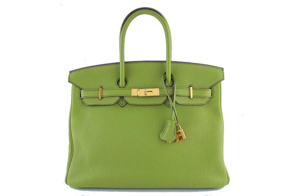 Hermes Birkin Bag, 35cm Vert Anis Apple Green Togo Tote, GOLD HW - Boutique Patina