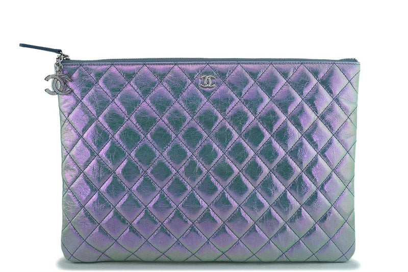 NIB 19S Chanel Blue-Violet Iridescent Large O Case CC Clutch Bag SHW - Boutique Patina