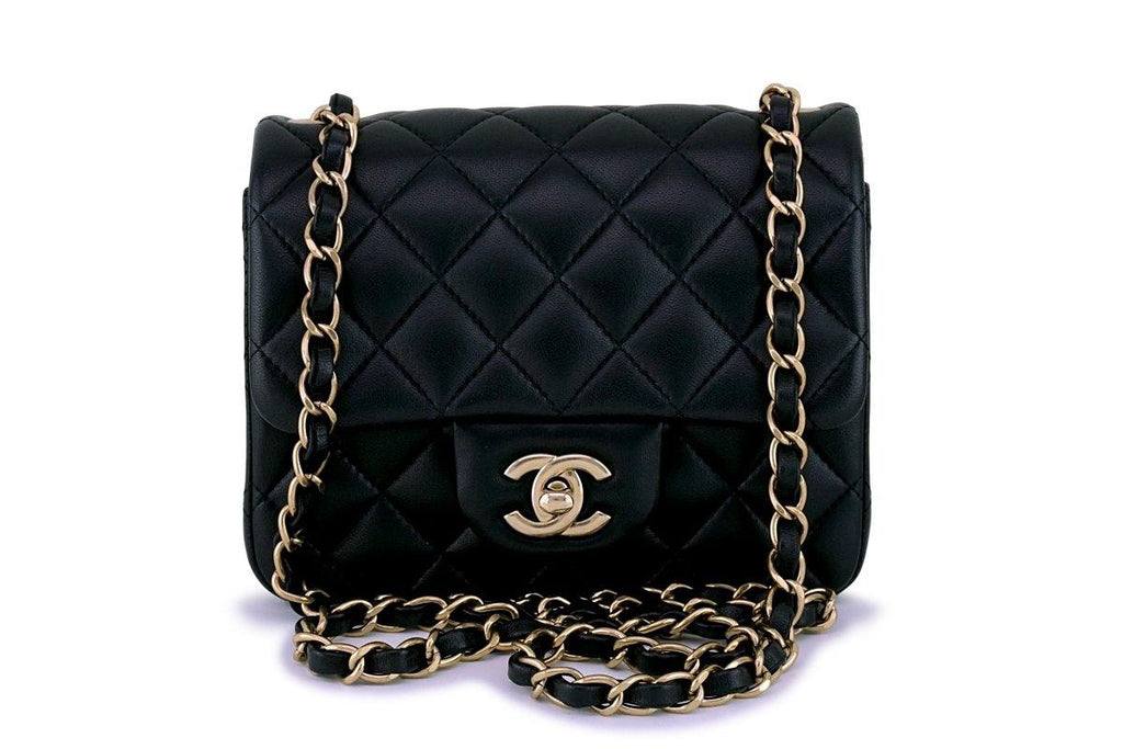 Chanel Black Lambskin Square Mini Classic Flap Bag GHW